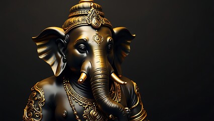 Elegant Minimalist Black and Gold Lord Ganesha Line Art for Home Decor