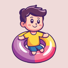 Kid In Swimming Pool Vectors Illustrations