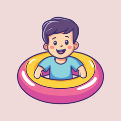 Kid In Swimming Pool Vectors Illustrations