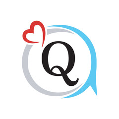 Obraz premium Initial Love Logo combine with letter Q vector template
