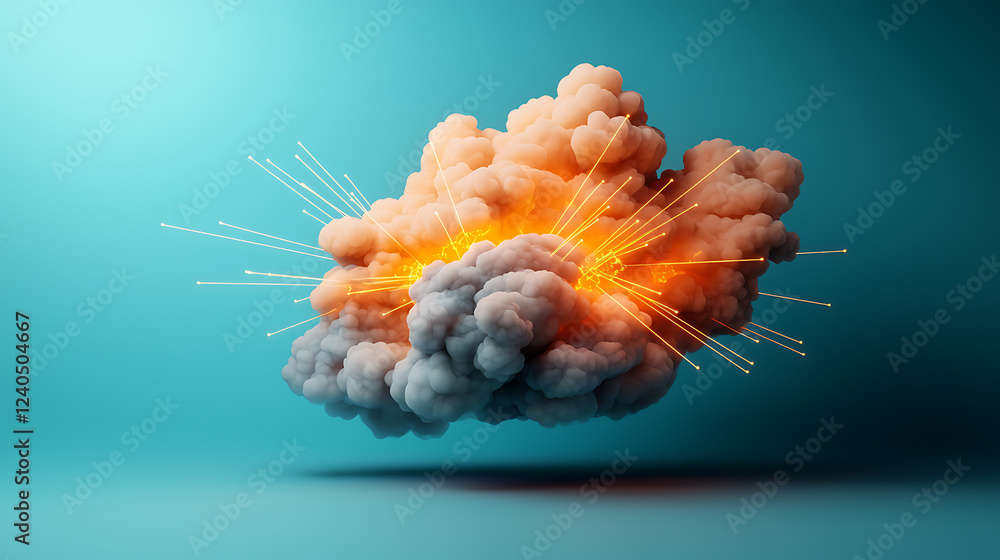 Poster electrifying cloud formations merging with glow vibrant atmosphere digital art abstract environment 