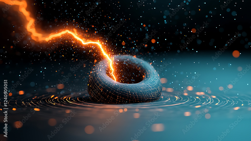 Poster electrifying digital energy flowing through a dynamic circular form abstract environment high-tech v