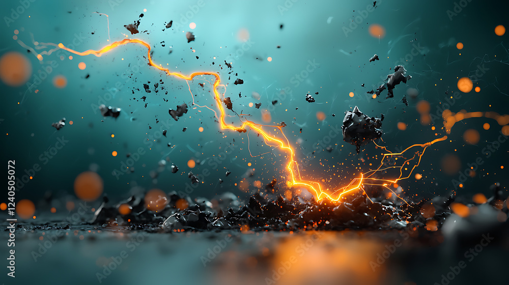 Poster dynamic energy surge abstract setting digital art creation explosive environment dramatic viewpoint 