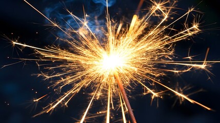 Bright Sparkling Firework Closeup Night