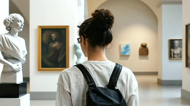 Person Exploring Museum Enriching Knowledge of History and Culture