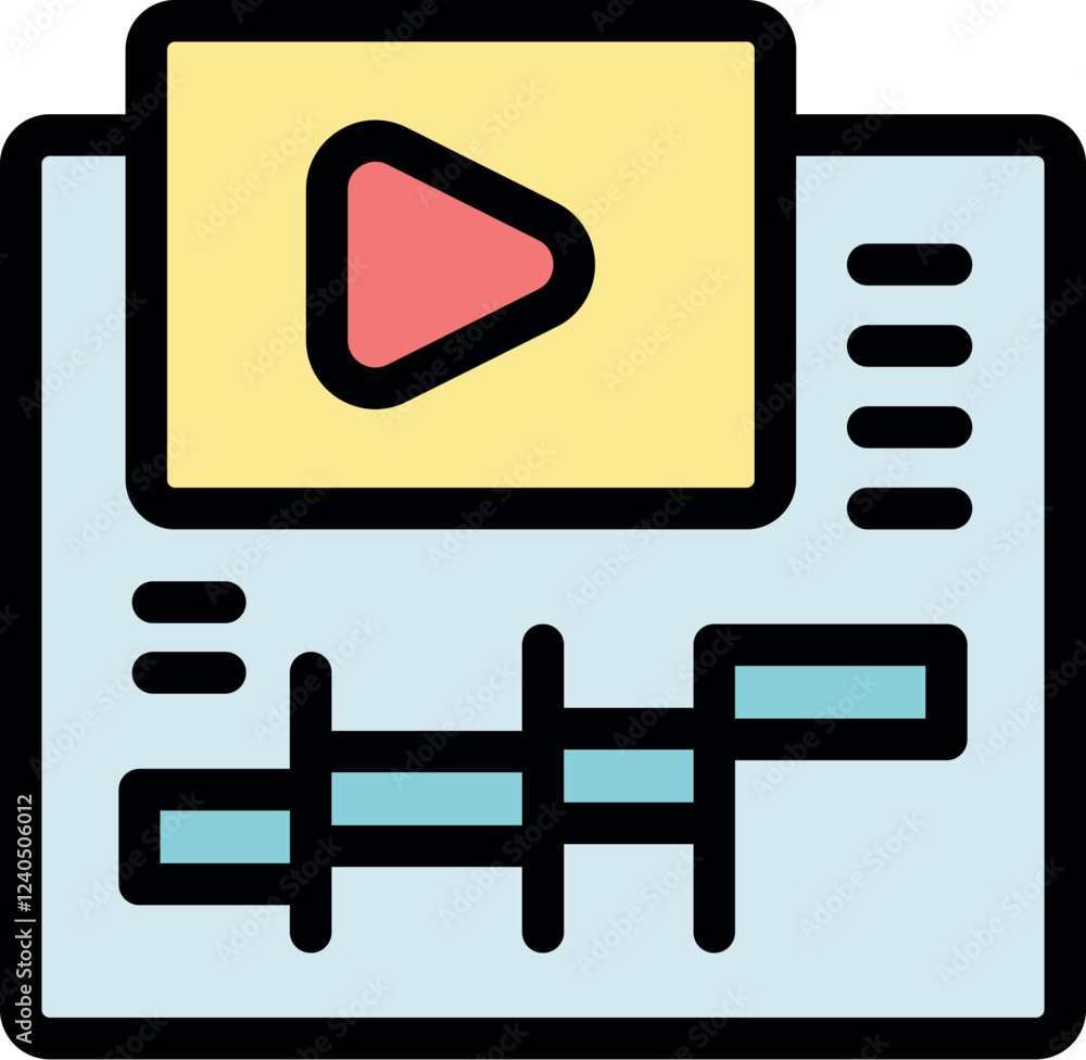 Poster video editing software interface displaying a play button, timeline, and progress bar, ideal for mul