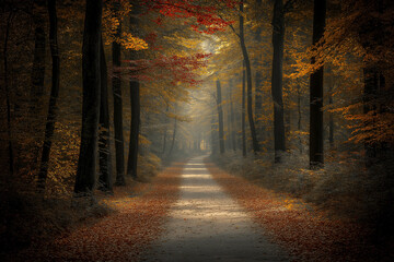 Fototapeta premium Autumnal Path Through Enchanting Forest