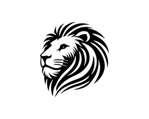 Lion Logo Design Vector Template. Lion Head Logo Icon Vector illustration. Black and white Lion head vector illustration.	
