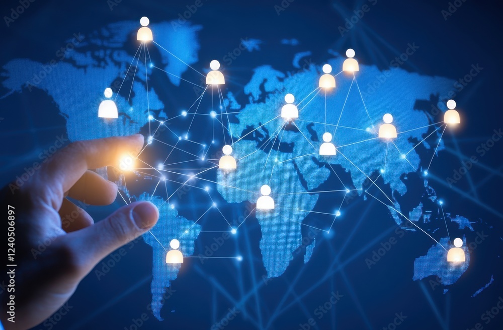 Poster global network connections: a visual representation of worldwide interconnectivity