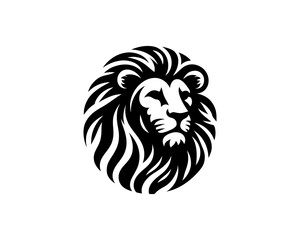 Lion Logo Design Vector Template. Lion Head Logo Icon Vector illustration. Black and white Lion head vector illustration.	