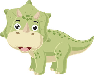 Cartoon little triceratops on white background © dreamblack46