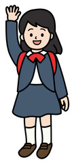 小学生の女子のベクターイラスト