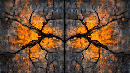 Abstract Crackled Earth Texture Symmetrical Design