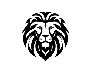 Lion Logo Design Vector Template. Lion Head Logo Icon Vector illustration. Black and white Lion head vector illustration.	