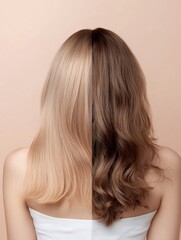 Fototapeta premium Transformation of thin hair to thick hair showcased in a striking before and after comparison. Generative AI