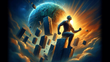 illustration of an abstract of someone who has successfully overcome challenges and obstacles