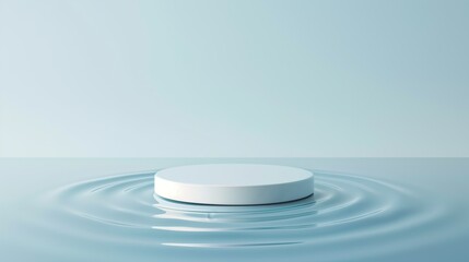 3d render minimal podium water ripples light blue background beauty product mockup