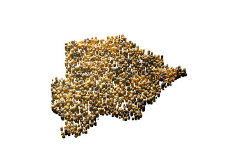 Botswana Map Made Of High Quality Premium Golden Metallic Copper Brass Pillars 3D Illustration
