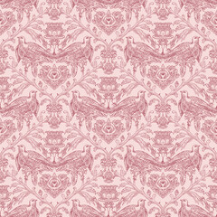 Birds and Floral Seamless Pattern: Elegant Vector Illustration for Fabrics, Wallpapers, and Packaging Design