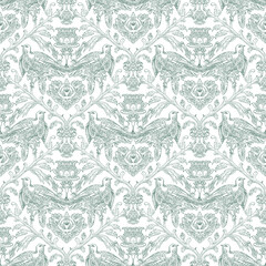 Birds and Floral Seamless Pattern: Elegant Vector Illustration for Fabrics, Wallpapers, and Packaging Design