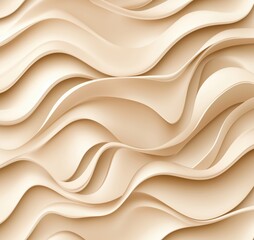 Obraz premium Abstract wavy texture in soft beige tones, showcasing flowing lines and smooth curves, ideal for backgrounds and design elements, copy space for text