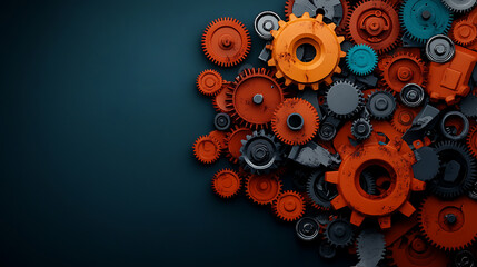 Corroding gears and broken algorithms abstract art composition digital illustration industrial environment close-up view conceptual representation of technology decay