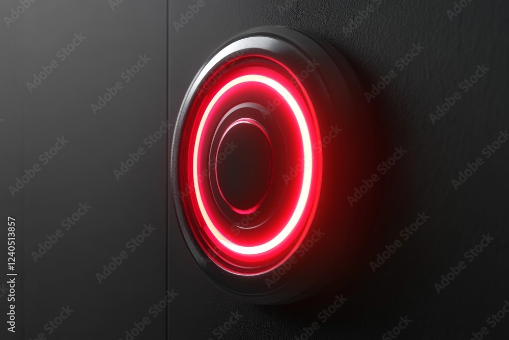 Aufkleber stylish red glowing button on sleek black surface, symbolizing modern technology and interaction