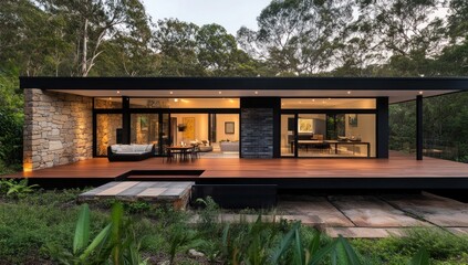 Modern House in Wooded Area