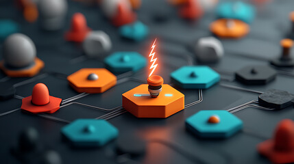 Futuristic digital connectivity event virtual network hub visual representation high-tech environment close-up view innovations in communication