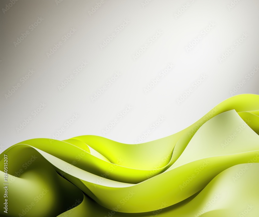 Poster abstract green wave design with smooth curves and gradients creating a modern aesthetic, copy space 