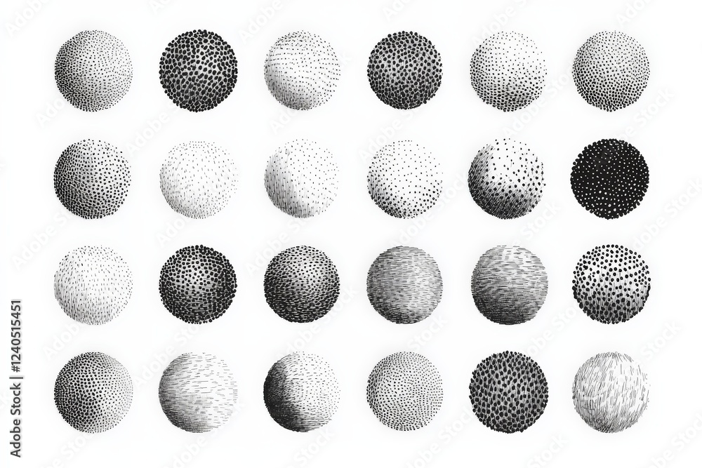 Aufkleber Abstract monochrome patterns showcasing a variety of textures and designs arranged in a grid format during daylight