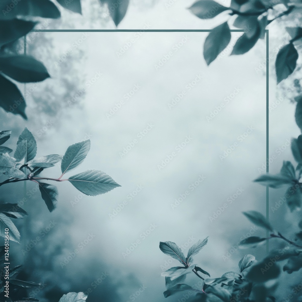 Fototapete Quiet empty space surrounded by lush green leaves providing a perfect backdrop for personalized text insertion. Generative AI