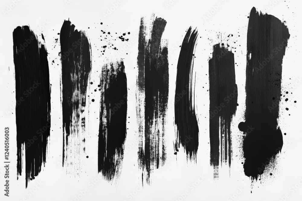 Poster bold black brush strokes on canvas showcase expressive artistic techniques in modern design