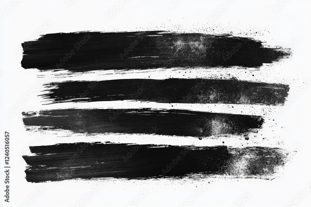 Poster bold black brush strokes create texture and contrast on a clean white background for artistic expres