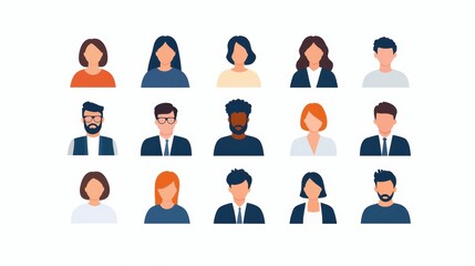 Diverse portrait collection of various genders and races in minimalist style