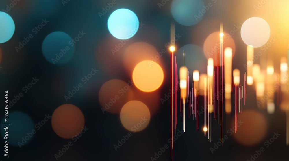 Aufkleber abstract blurred colorful bokeh lights with vertical streaks in dark background