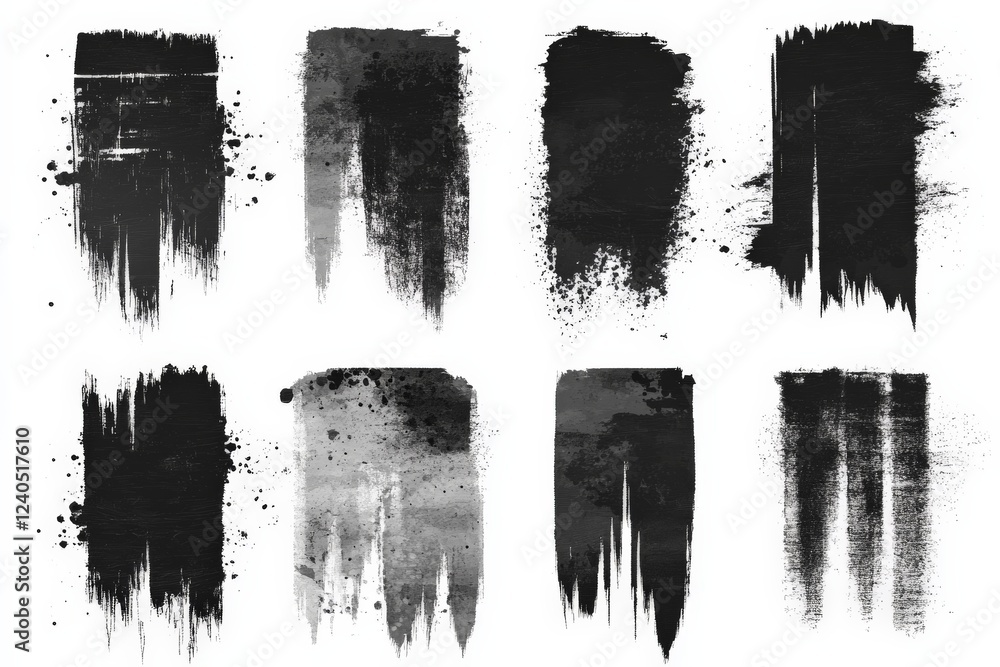 Poster Unique collection of black paint strokes and textures for artistic design projects and creative expressions