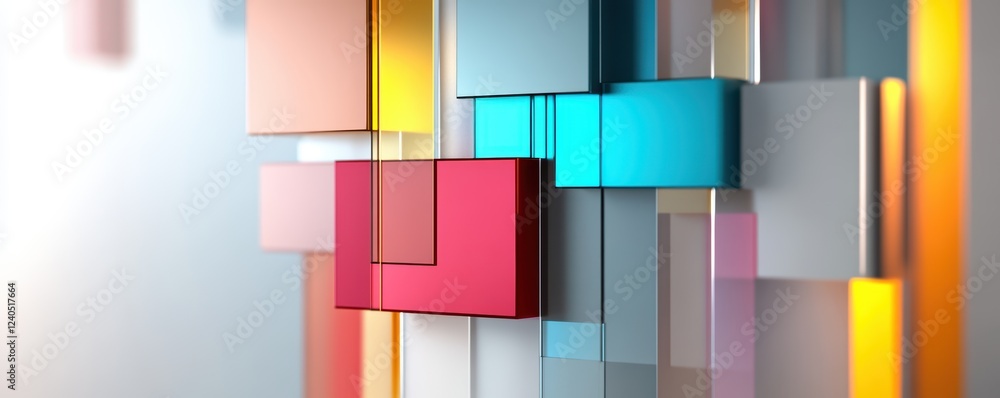 Aufkleber abstract colorful geometric shapes in modern 3d composition with soft shadows