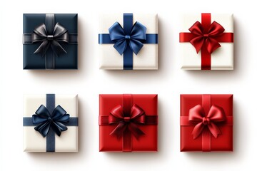 Colorful gift boxes arranged in a visually appealing pattern for a celebratory occasion