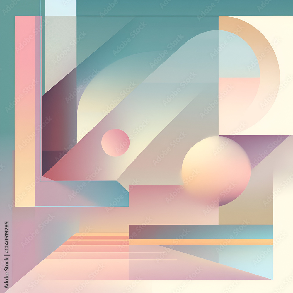 Poster abstract geometric composition: a captivating abstract composition featuring a blend of geometric sh