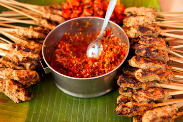 Grilled Chicken Satay Skewer Street Food Indonesia
