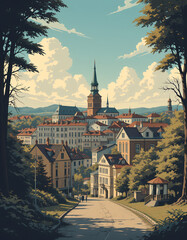 Obraz premium Russia: Modern Poster Illustration Travel Print Decor Gift Paper Canvas Wall Retro Art