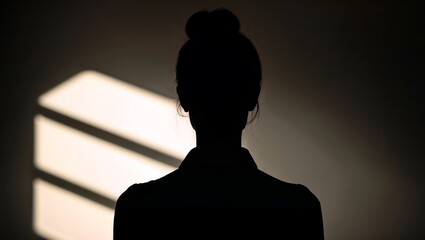 Elegant female silhouette captured in backlight shadow