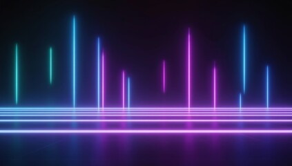 Neon lines illuminate dark floor, futuristic background, abstract design, website backdrop