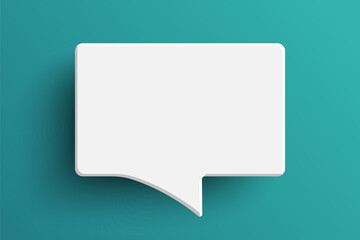White rectangle speech bubble on green background