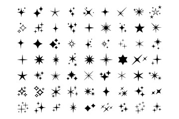 Super set of stars sparkle icon. Bright firework, decoration twinkle, shiny flash. Glowing light effect stars and bursts collection. Modern flat style vector illustration