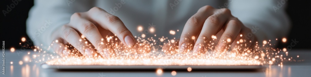 Aufkleber Interactive Data Spark Digital Tablet with Illuminated Visualization - Cutting-Edge Marketing Technology for Dynamic Business Analytics and Insightful Decision-Making