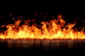 Fototapeta premium Dramatic flames dance across a dark backdrop creating an intense and fiery atmosphere