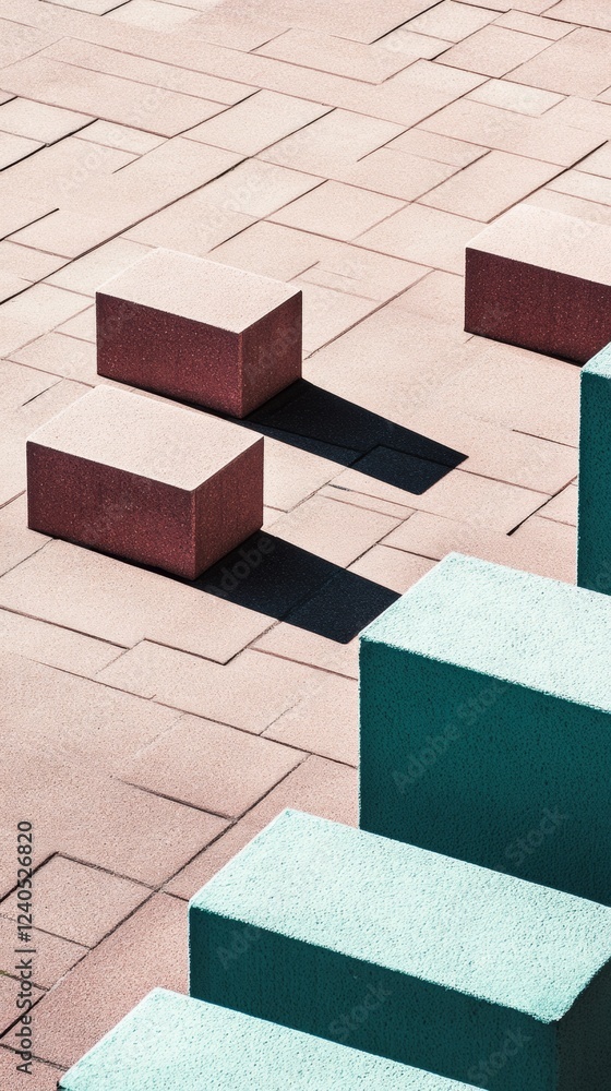 Poster Matte Concrete Blocks Modern Geometric Aesthetic for Business Continuity Visuals - Risk Management and Urban Branding in Architecture and Design Context
