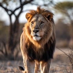 Fototapeta premium Stunning Close-up of a Lion's Face with Intense Expression